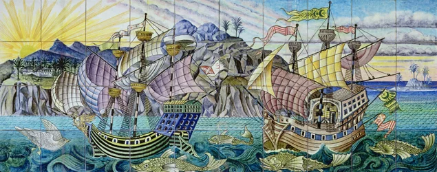 Carreaux représentant des galions, 1888-97
